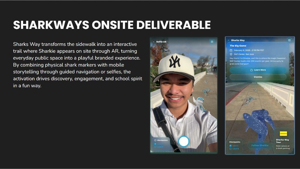 Sharkways onsite deliverable: mobile WebAR screenshots at Hometown Heroes